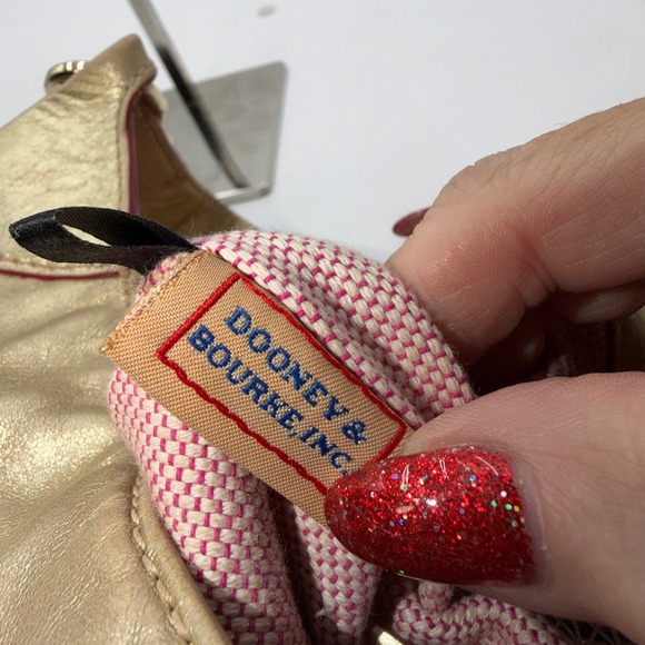 Dooney Bourke Gold Metallic Leather Hobo Shoulder Bag Purse - Picture 8 of 15